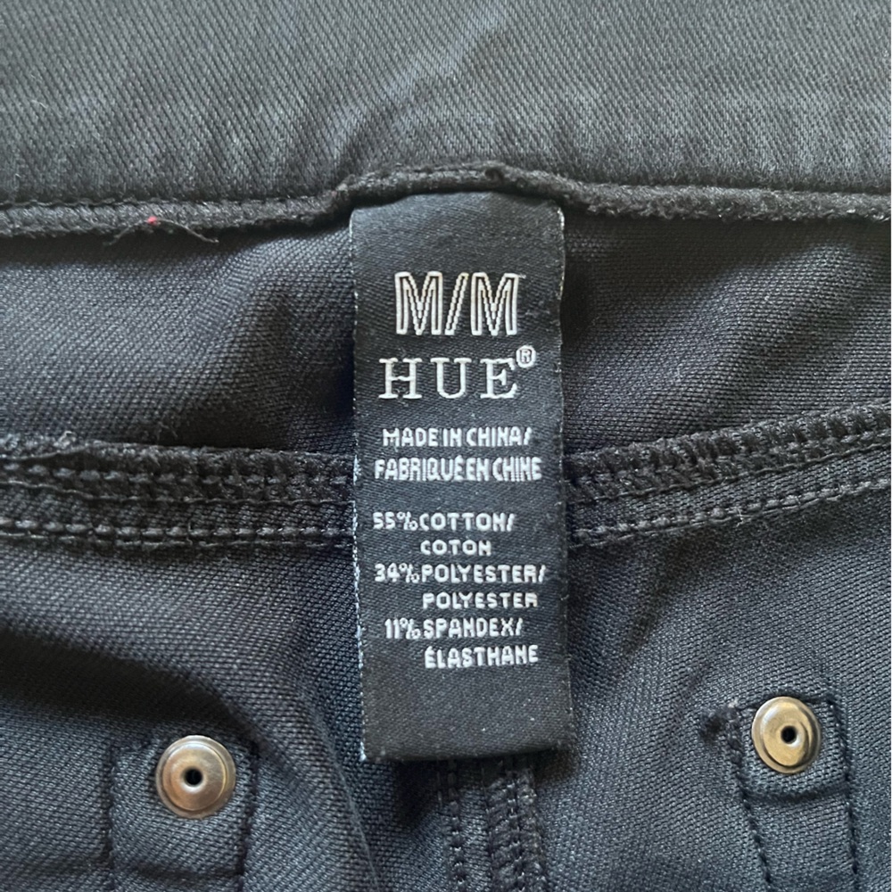 HUE Black Denim Leggings Size M Like New